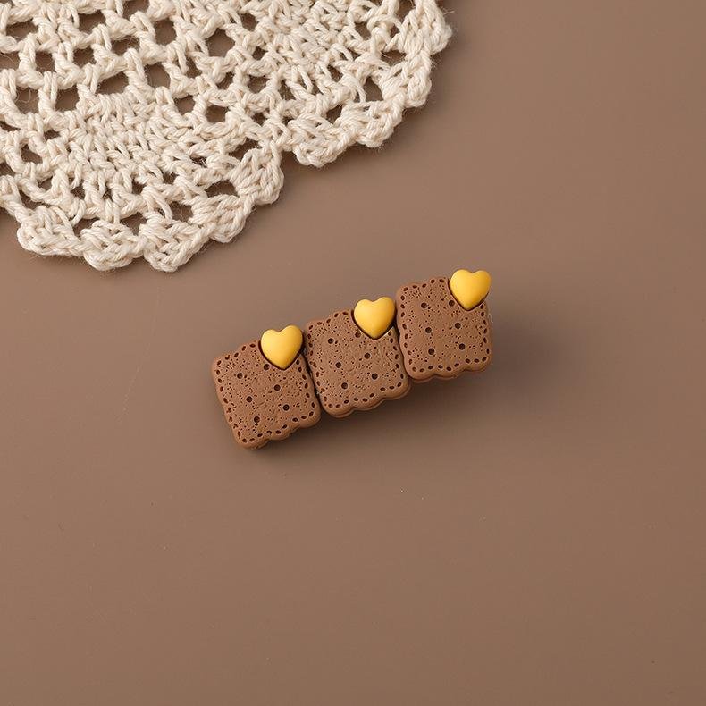 Biscuit Cute Japanese Bangs Hairpin - Brown