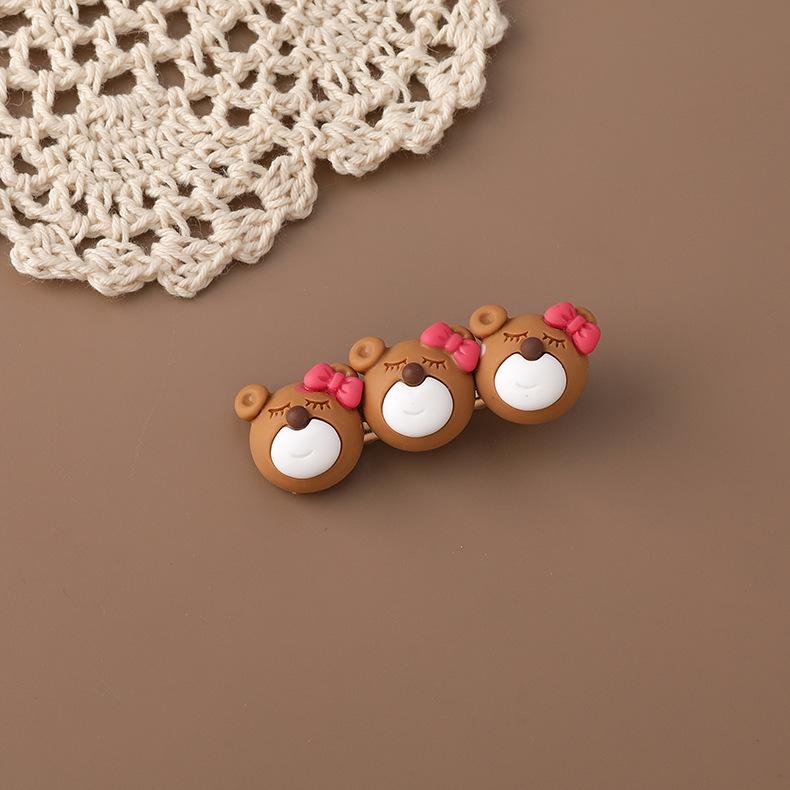 Bear Cute Japanese Bangs Hairpin - Brown