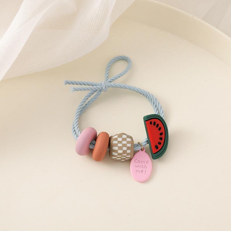 Korean Fruit Beads Pony Hair Band High Elasticity Headwear - Watermelon