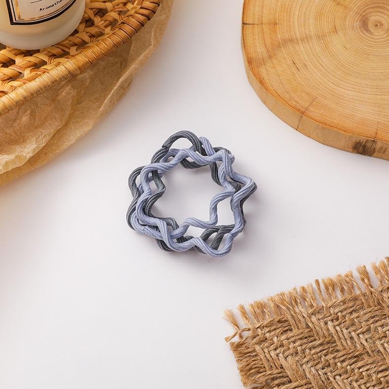 4 Packs Of Wavy Hair Ties Simple Boutique Hair Band - Blue