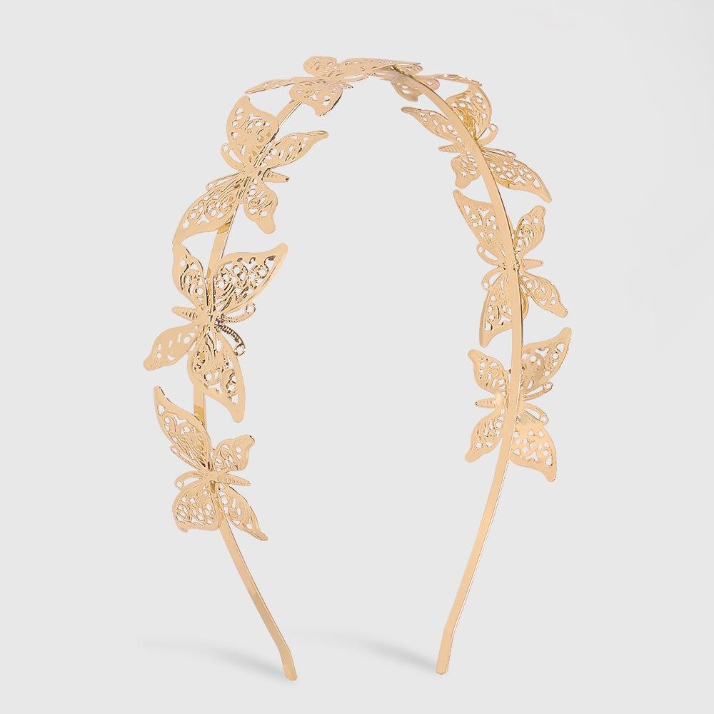 European & American French Luxury Romantic Fairy Butterfly Headband - Golden