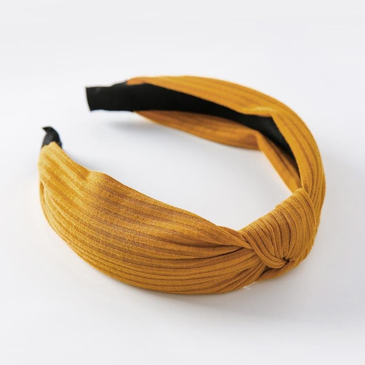 Korean Style Of Pure Color Knitting- Wide-Brimmed Retro Headband - Yellow