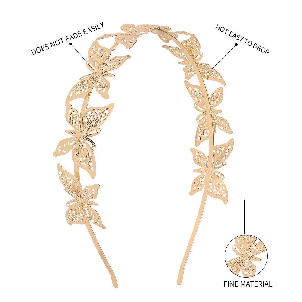 European & American French Luxury Romantic Fairy Butterfly Headband - Golden
