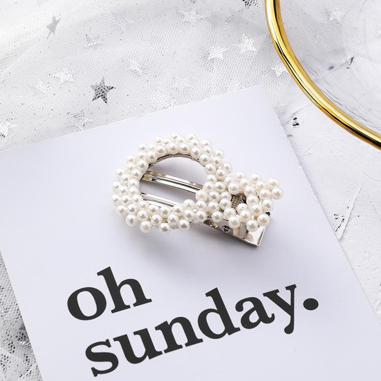 Korean Bowknot Resin Gripping Clip - White Pearl