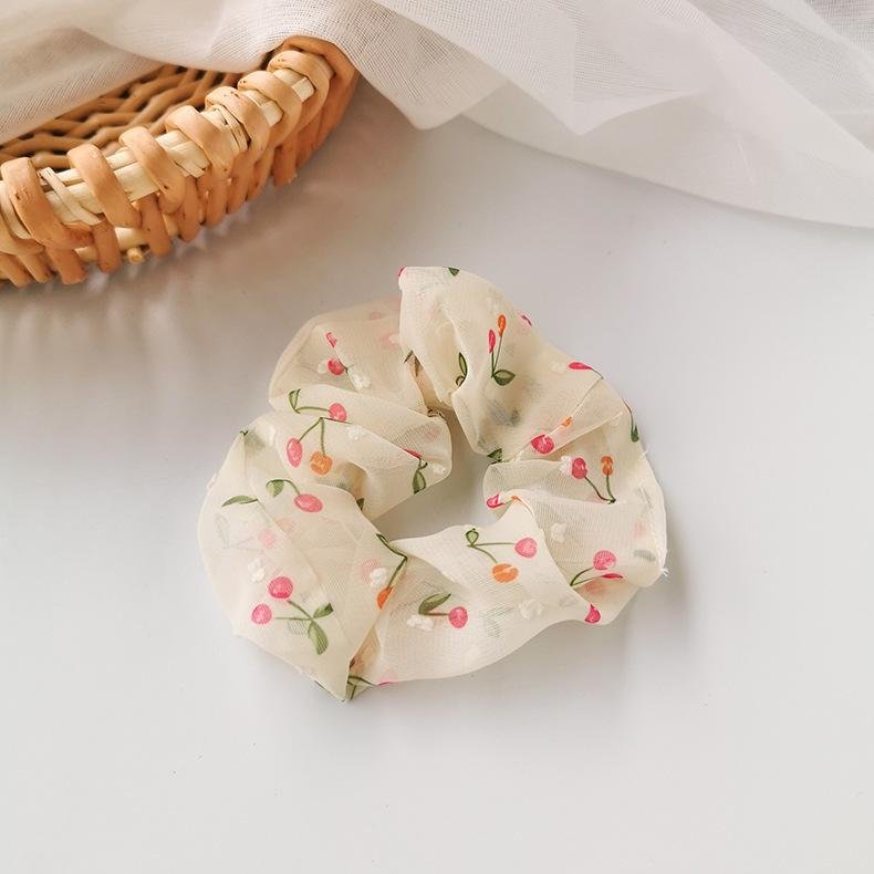 French Floral Large Intestine Hair Band Simple Scrunchies -