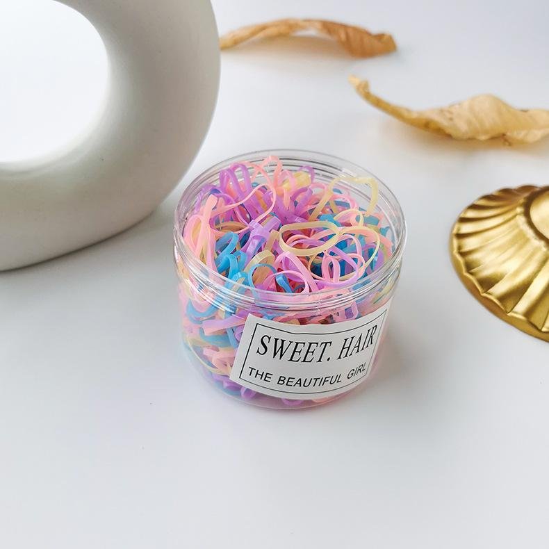 100 Multicolor Pony Rubber Bands For Hair - Fluorescent