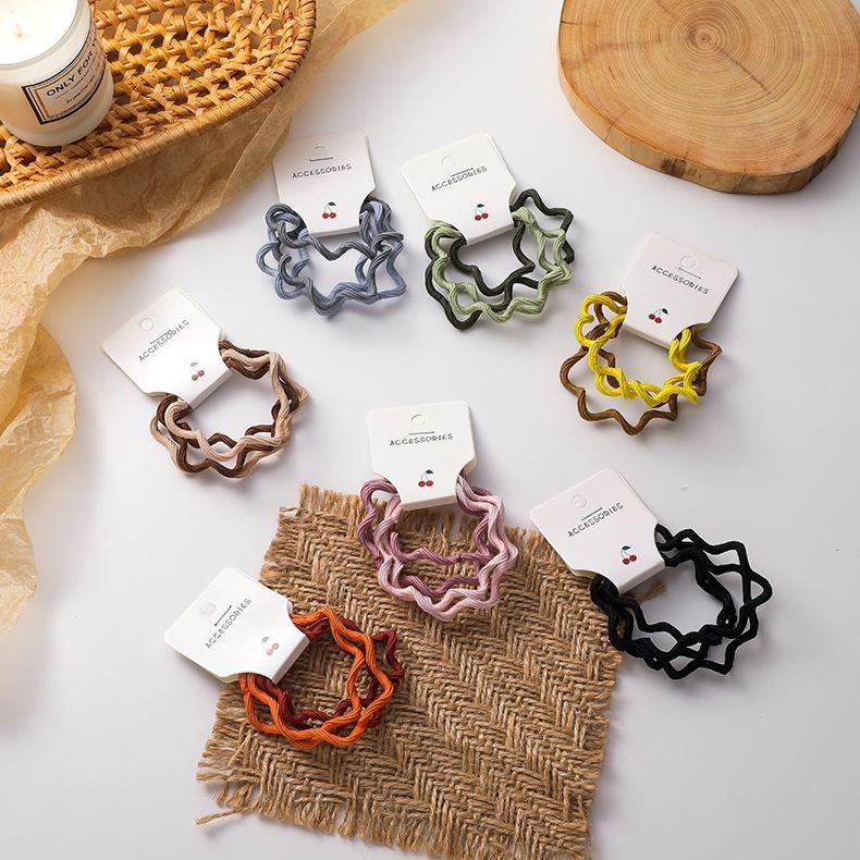 4 Packs Of Wavy Hair Ties Simple Boutique Hair Band - Green