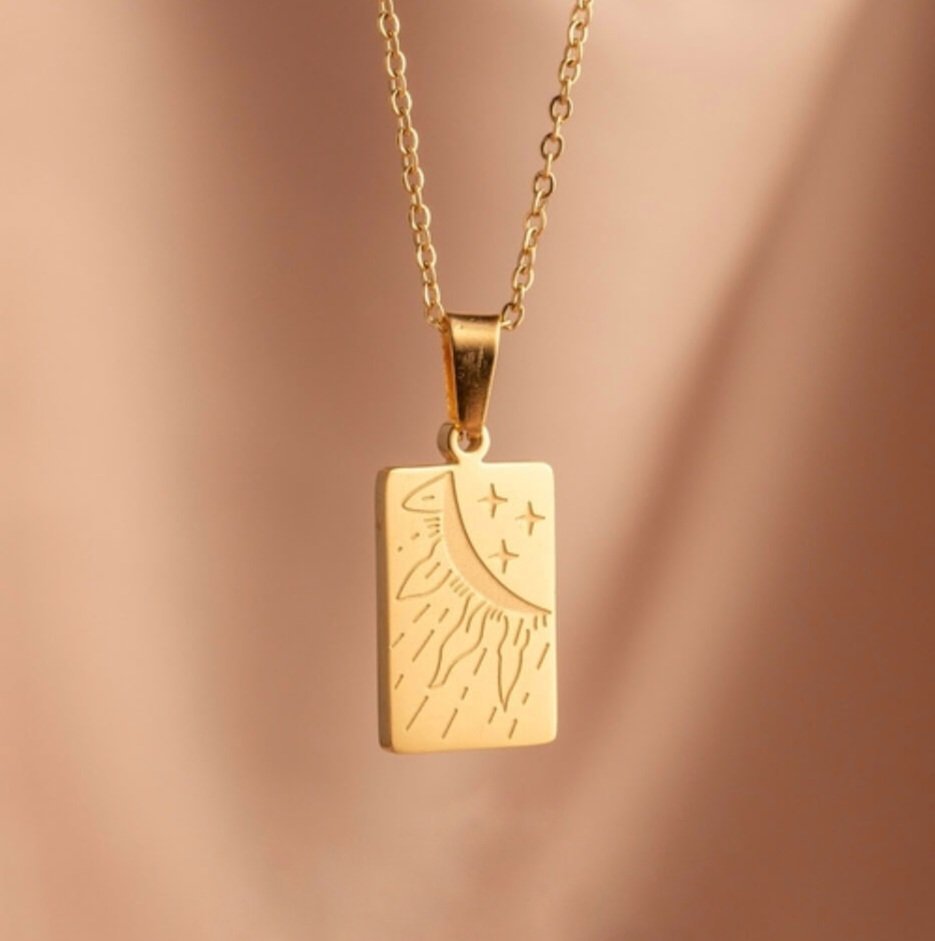 Signet Tarot Sun Gold Plated Elegant Necklace