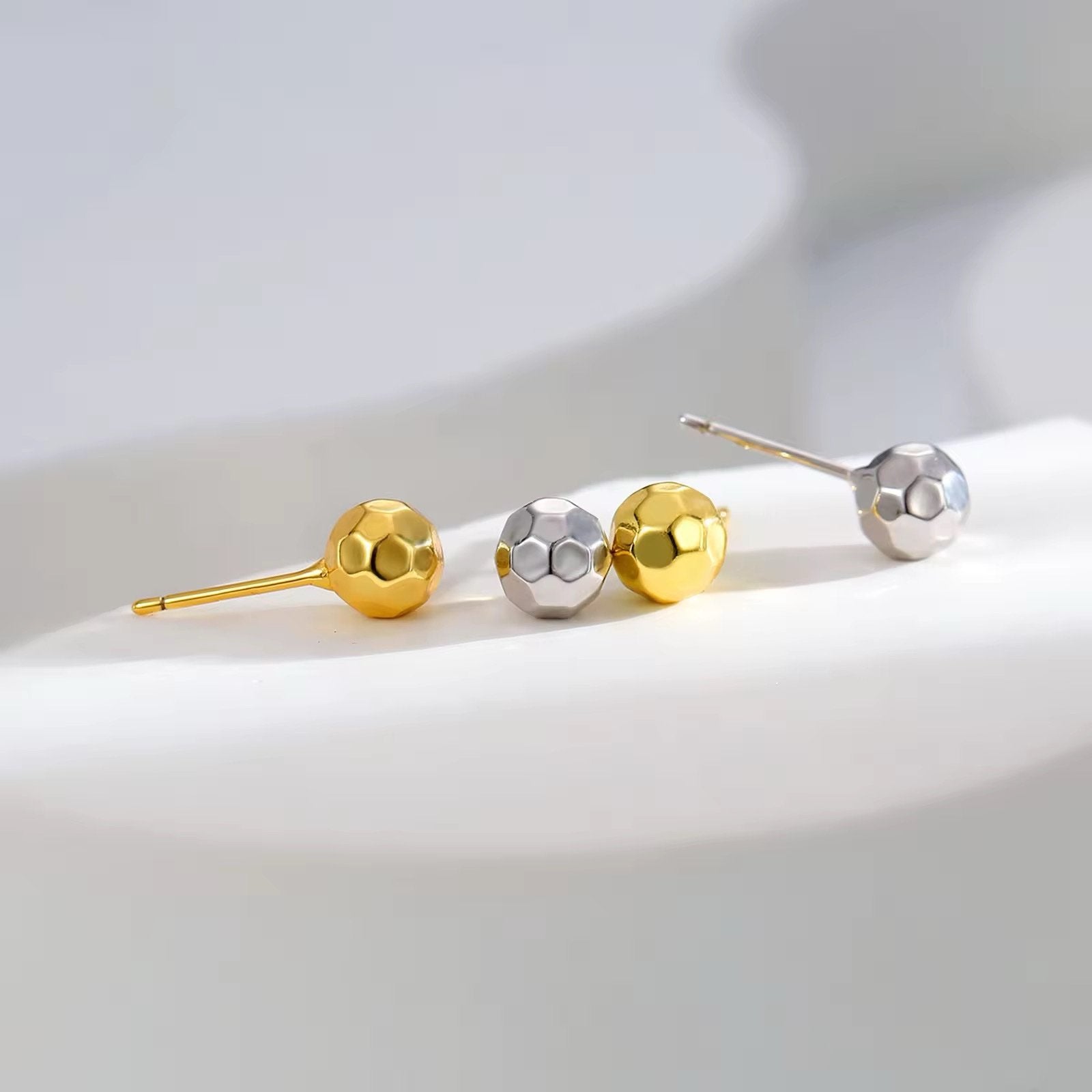 Gold Plated Multi Cuts Minimal Studds Earrings