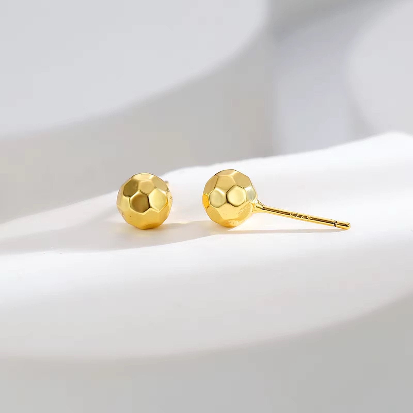 Gold Plated Multi Cuts Minimal Studds Earrings