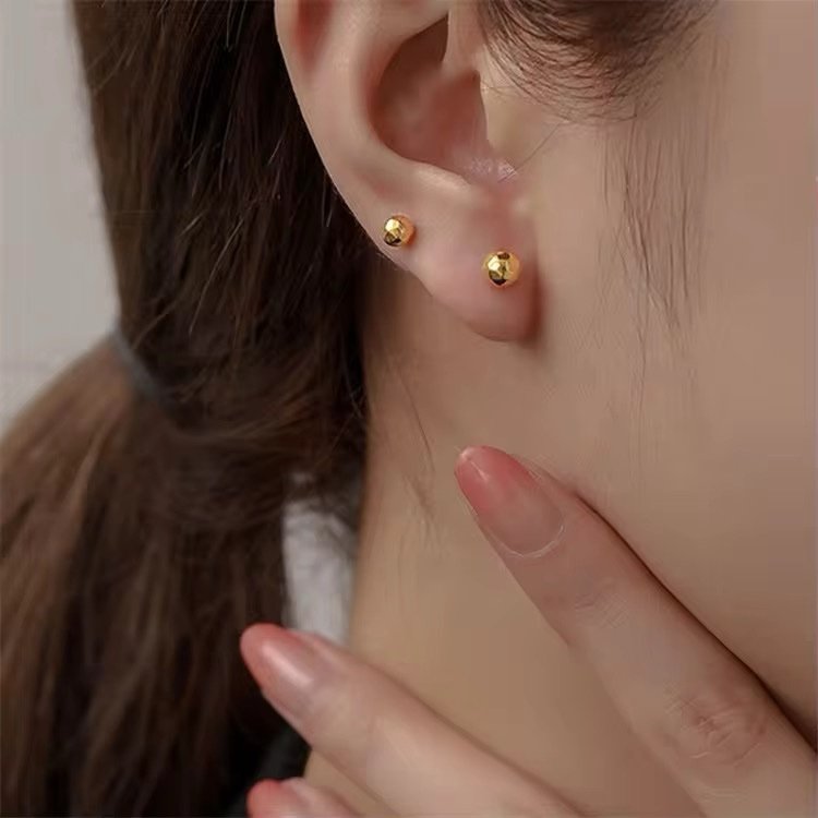 Gold Plated Multi Cuts Minimal Studds Earrings