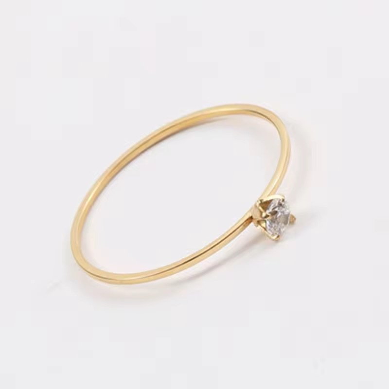 Thin Minimal Crystal Gold Plated RIng