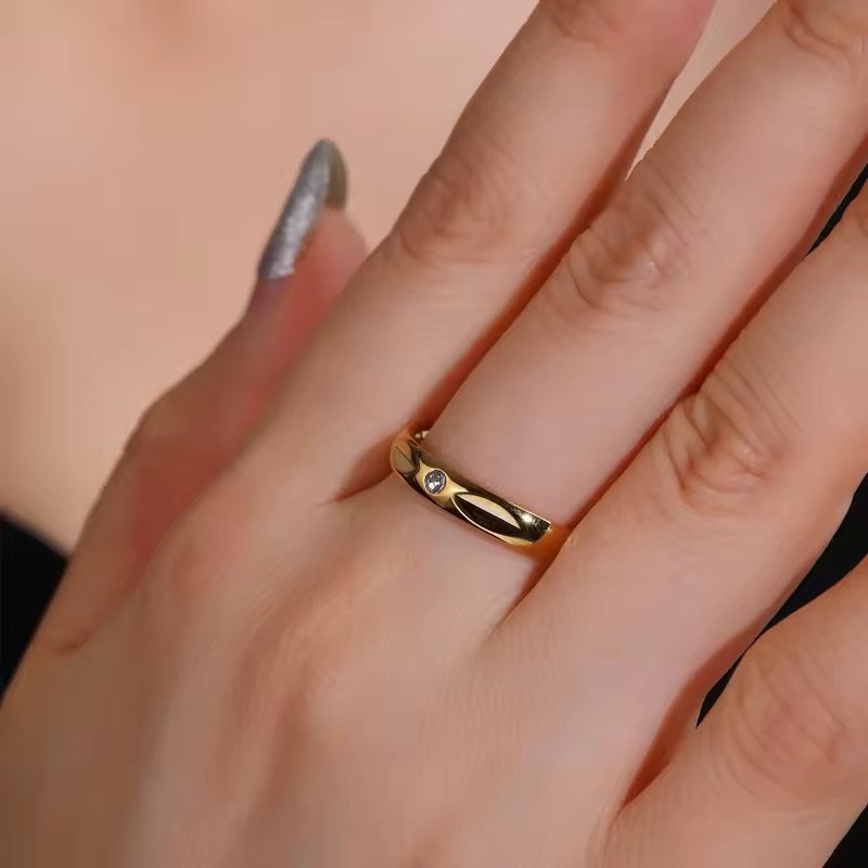 Minimal Gold Plated Single Zircon Chunky Ring