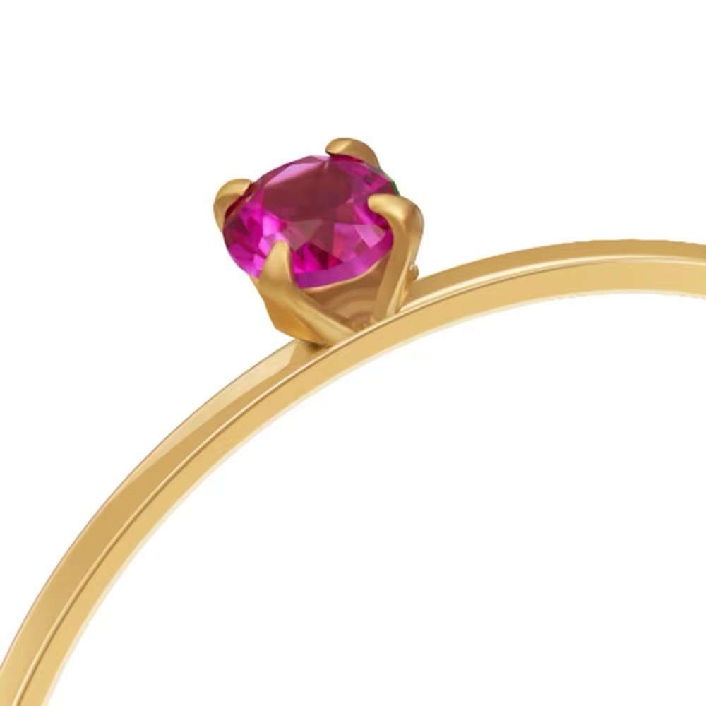 Thin Minimal Red Crystal Gold Plated RIng
