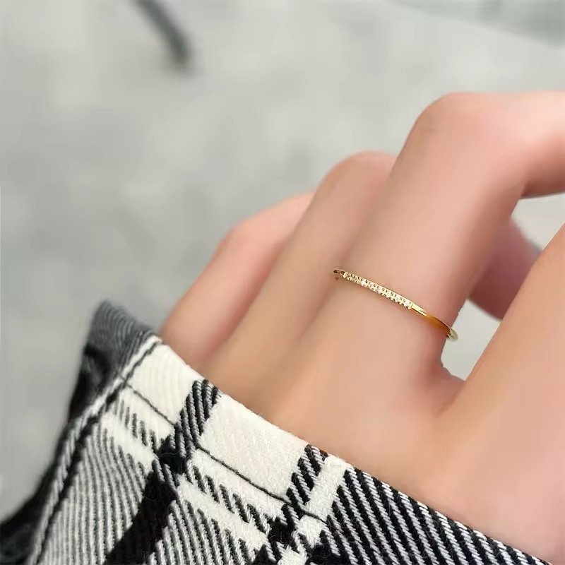 Thin Multi Crystal Studded Water Proof Ring