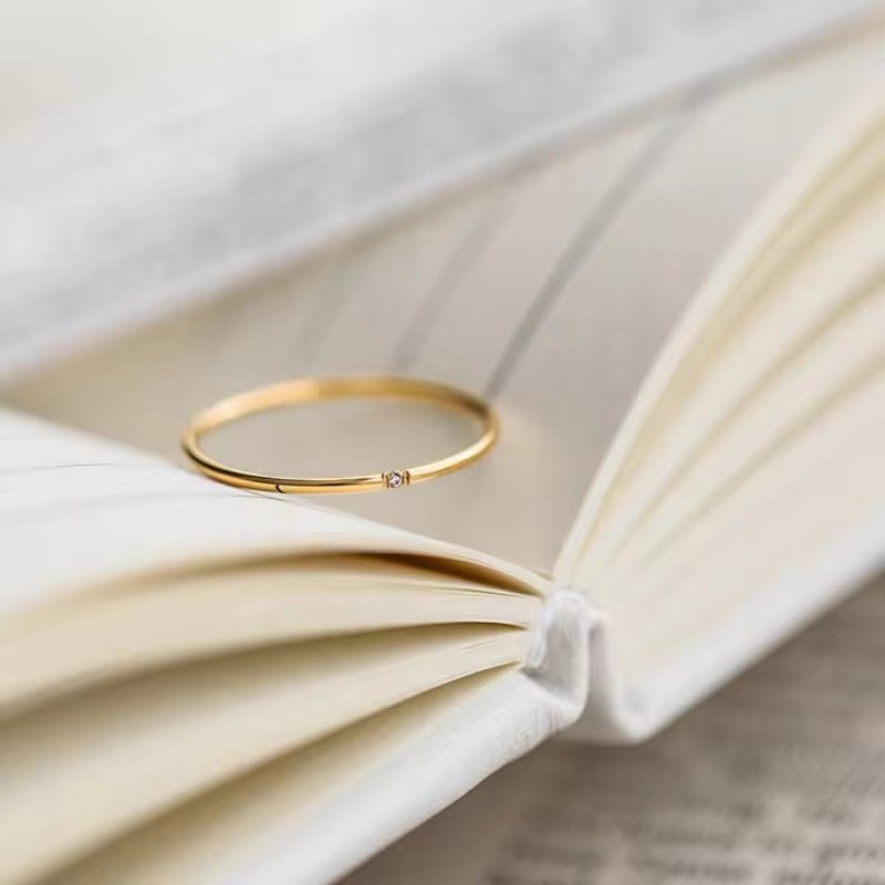 Thin Crystal Studded Water Proof Ring