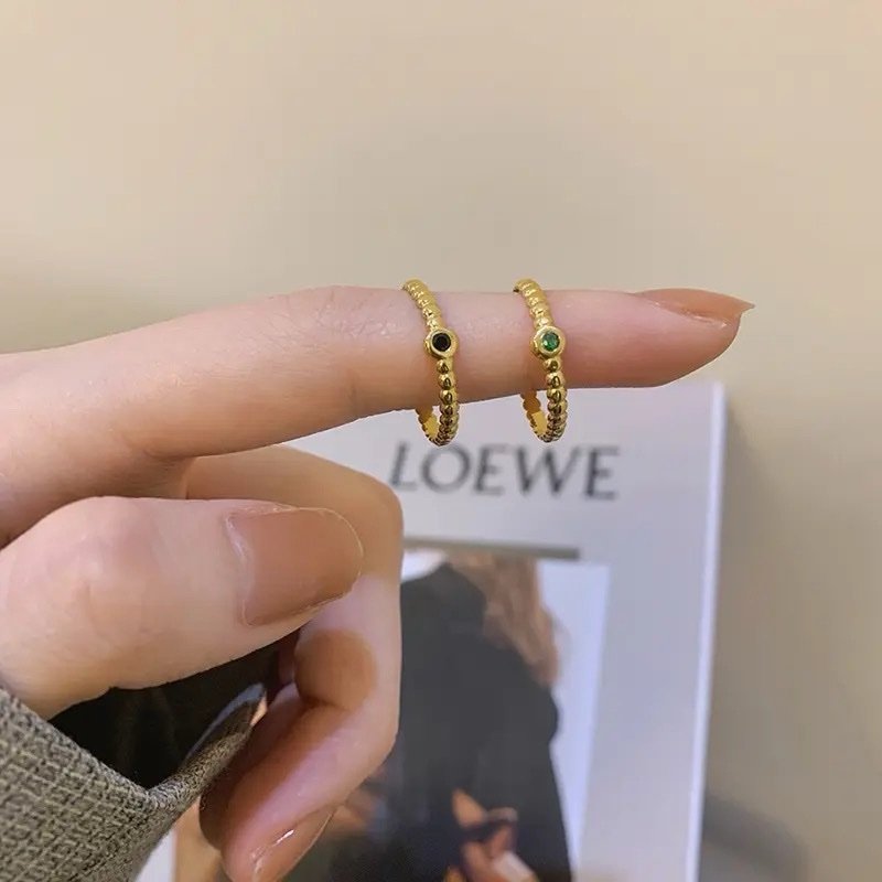 Stainless Steel Black Crystal Studded Ring