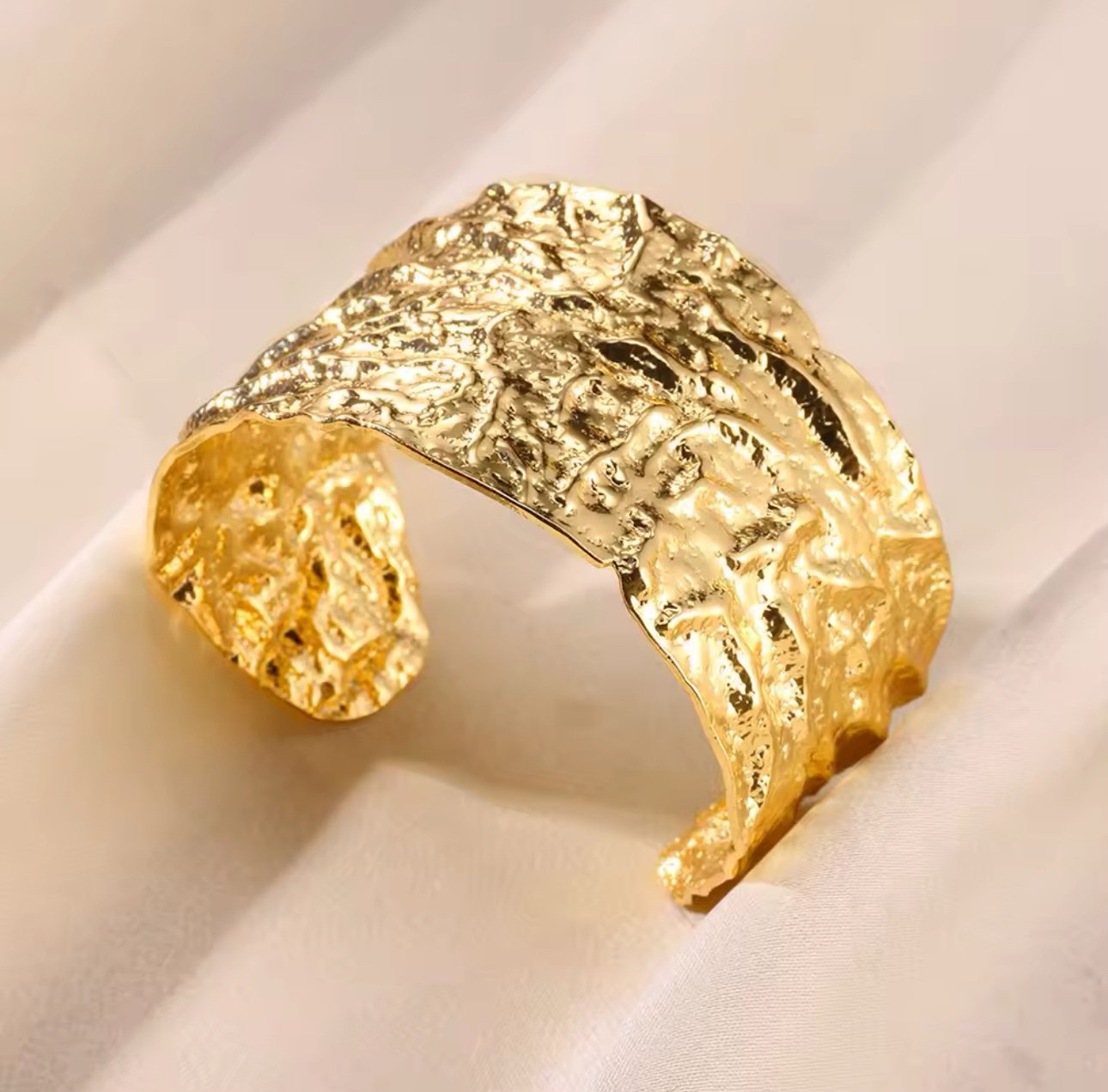 Liquid Gold Plated Cuff - Sculptural &amp; Chic Bangle