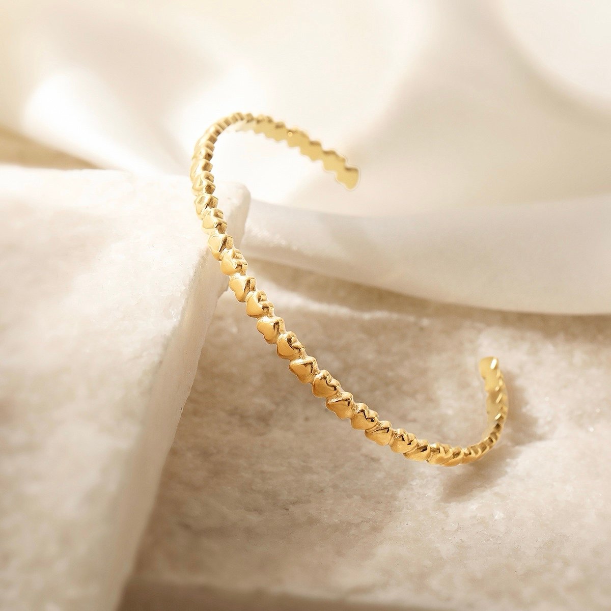 Delicate Gold Plated Hearts Bangle