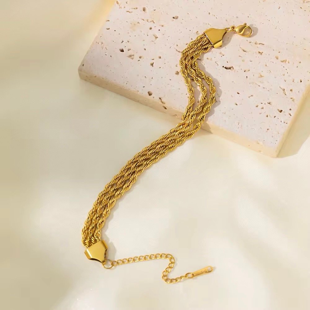 Three Layered Gold Plated Luxury Bracelet