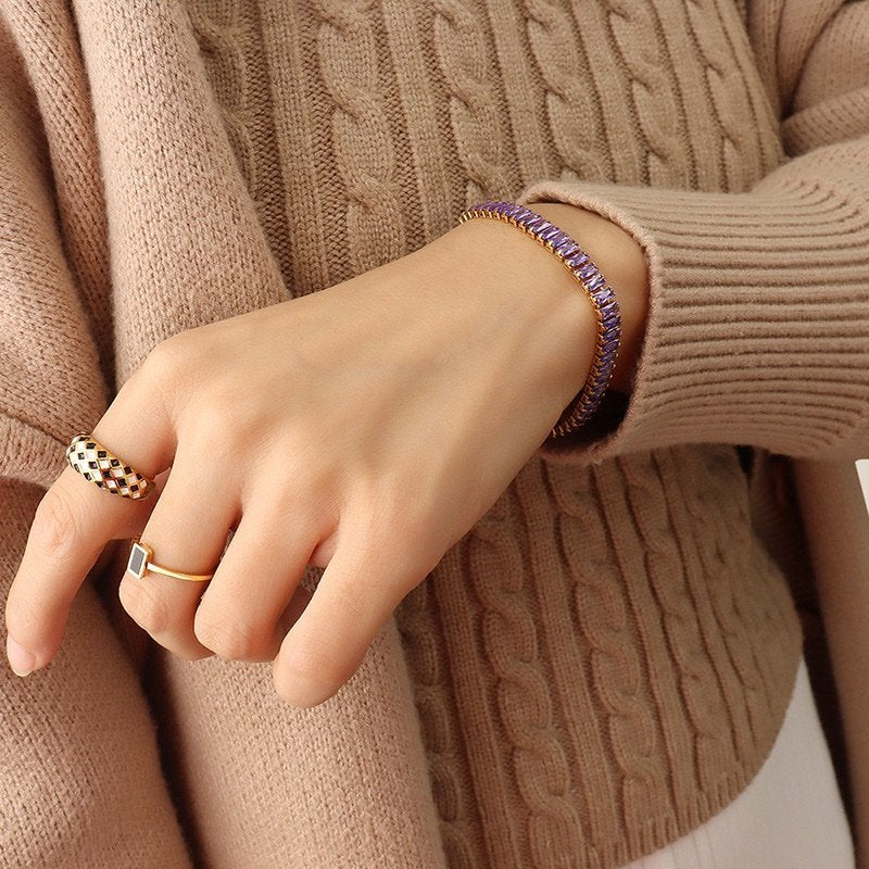 Water Proof Beautiful Purple Crystal Studded Bracelet