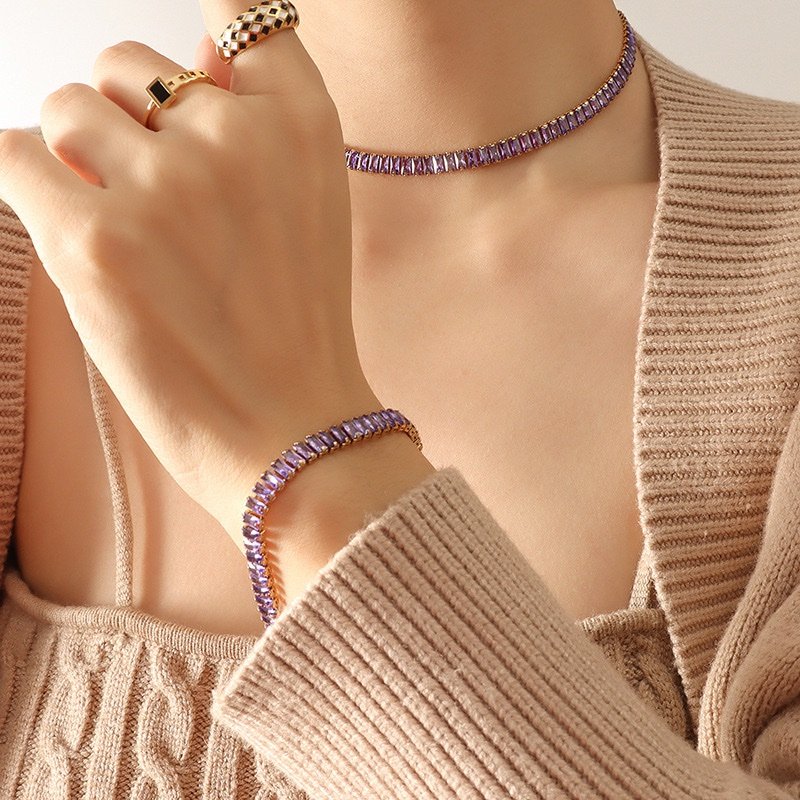 Water Proof Beautiful Purple Crystal Studded Bracelet