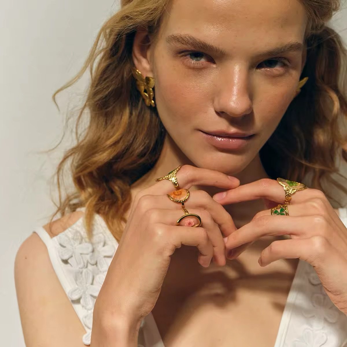 Hand Painted Gold Plated Designer Ring