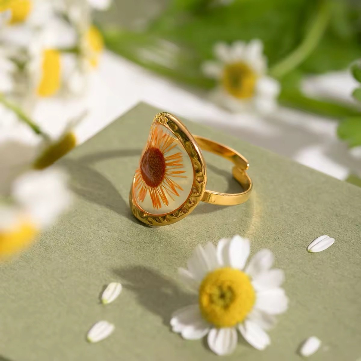 Hand Painted Gold Plated Designer Ring