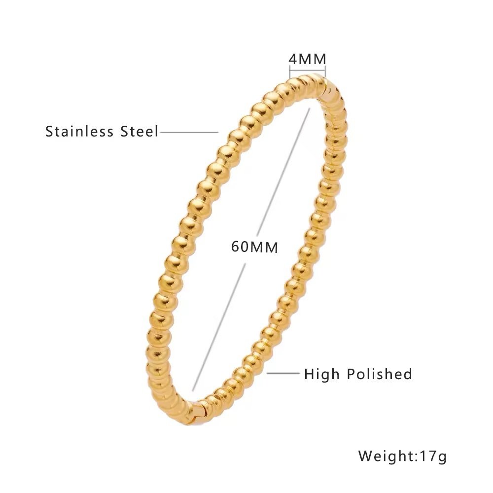 Heavy Weight 18k Gold Plated Bead Design Split Bangle