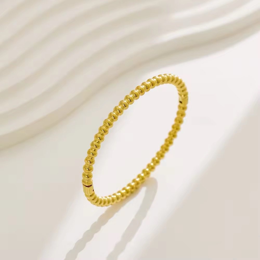 Heavy Weight 18k Gold Plated Bead Design Split Bangle