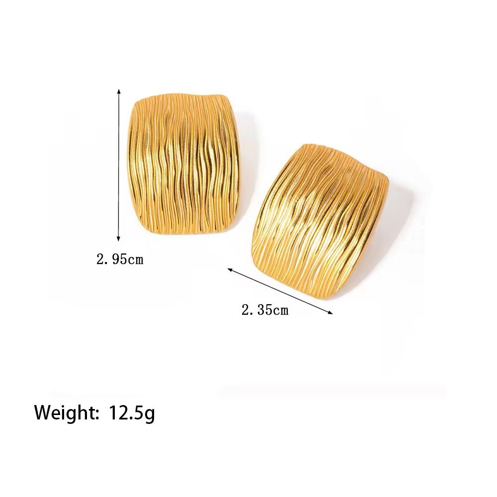 Gold-Plated Textured Rectangle Earrings