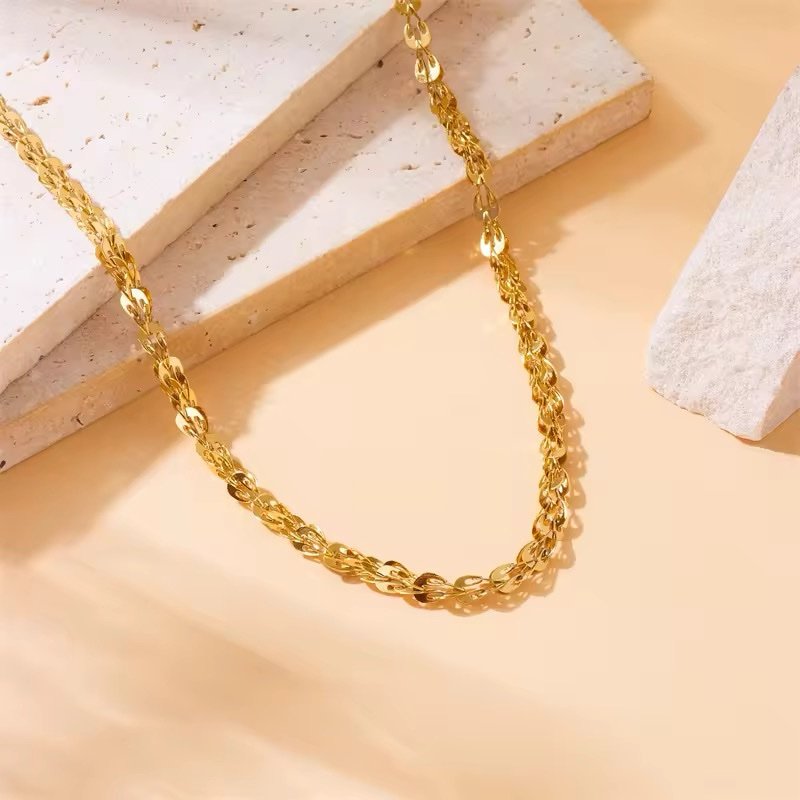 Gold Plated Leaf Link Chain Necklace