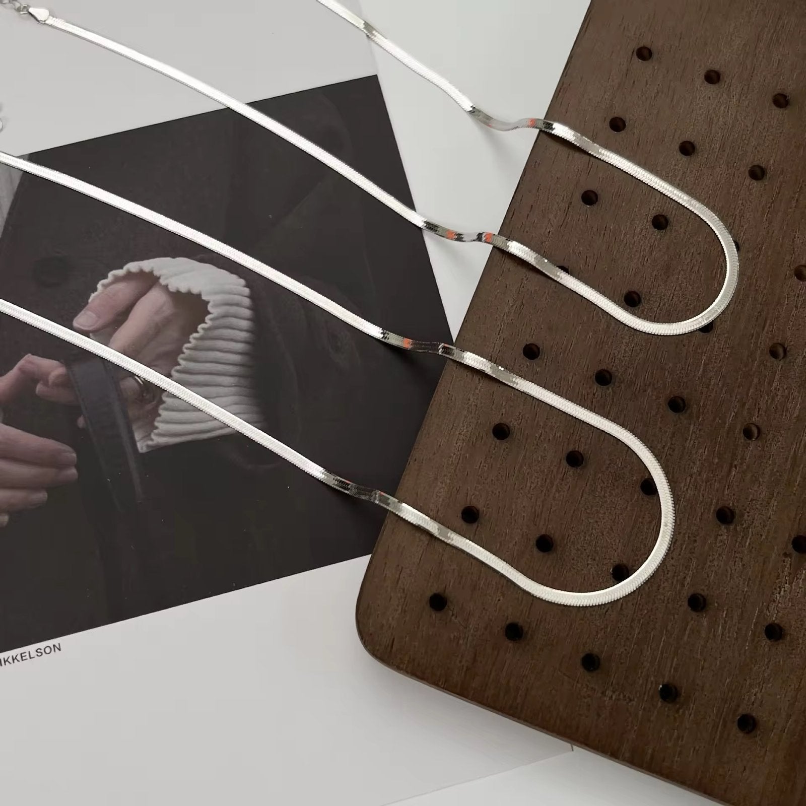 Classic Stainless Steel Herringbone Necklace