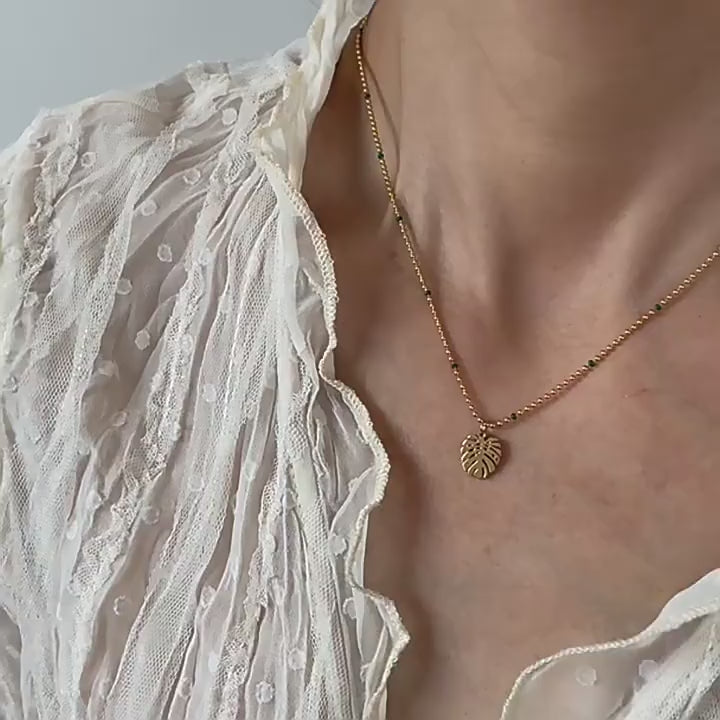 Minimal Green Gold Plated Necklace