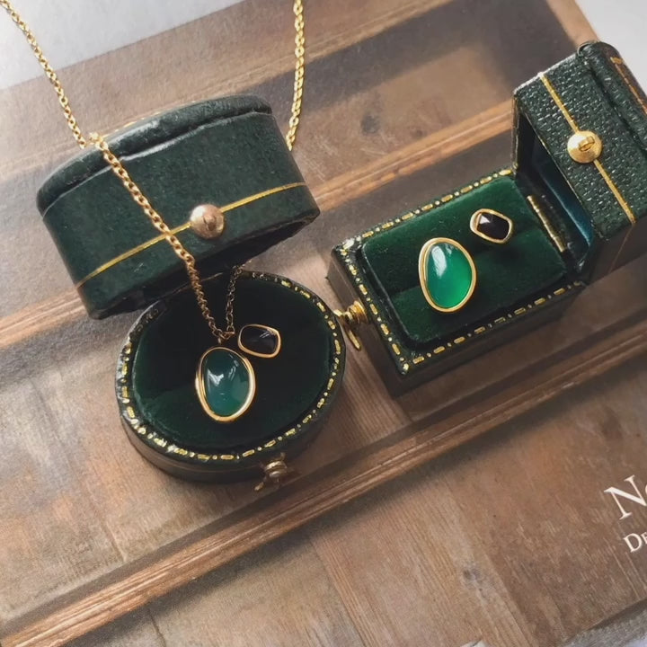 Gold-Plated Dual Gemstone Pendant Necklace