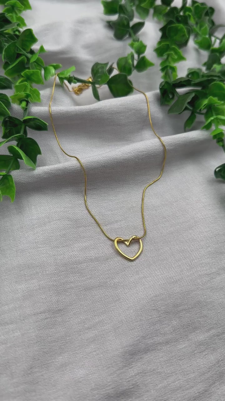 Gold Plated Sculpted Heart Necklace