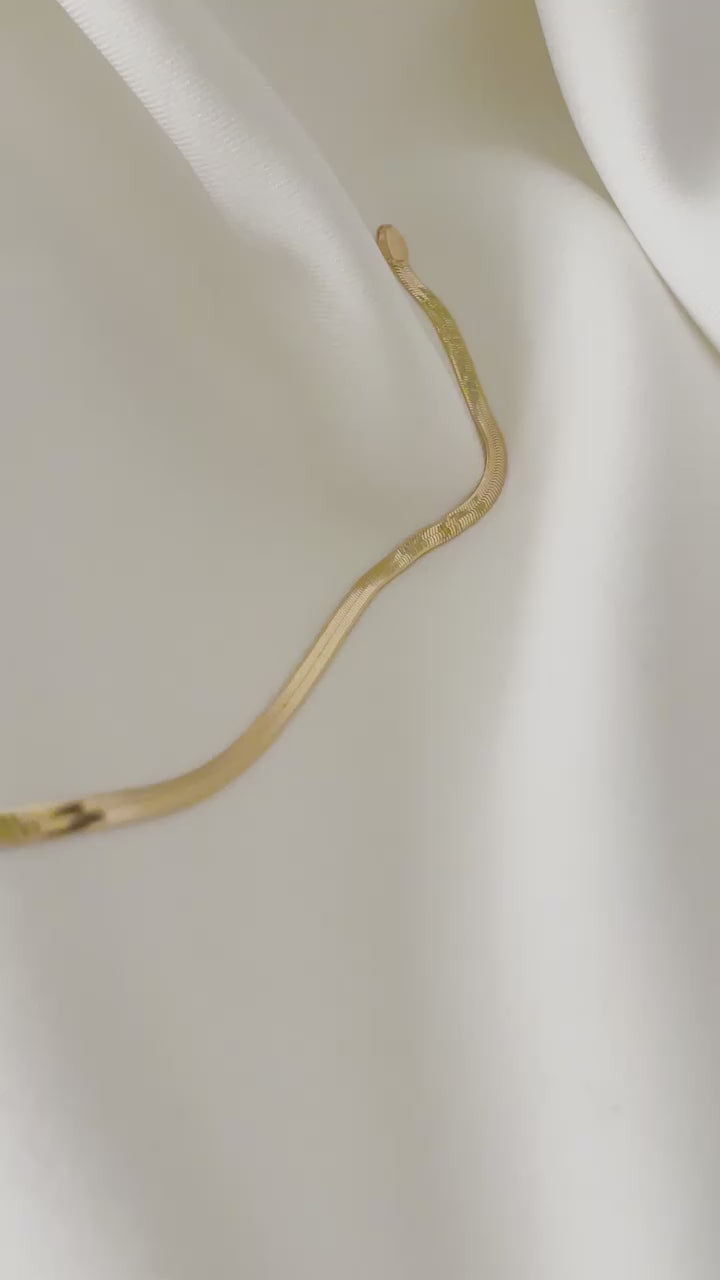 Classic Gold Plated Herringbone Necklace