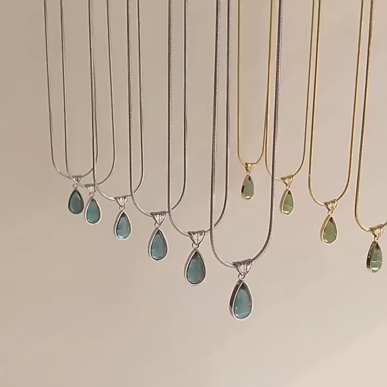 Minimal Crystal Tear Drop Gold Plated Necklace