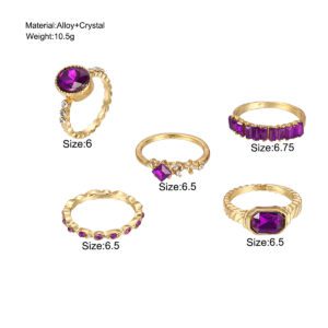 Full Crystal Purple Ring Set