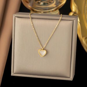 Minimal White Heart Gold Plated Necklace