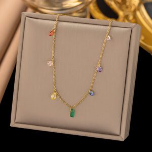 Multi-Colored Crystal-Studded Necklace