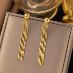 Bold and Long Gold Plated Earrings