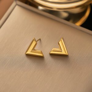 V-Shaped Gold Plated Earrings