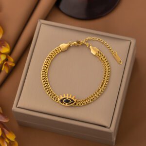 Vintage Eye Shaped Gold Plated Bracelet / Anklet