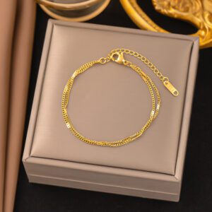 Minimal Double Layered Gold Plated Bracelet / Anklet