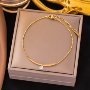 Minimal Crystal Charm Waterproof Bracelet / Anklet