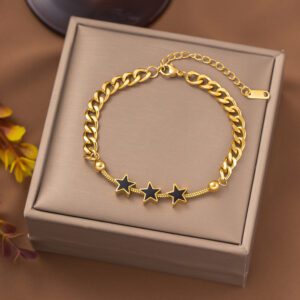 Thick Chained Cube Shaped Multi-Charm Waterproof Bracelet / Anklet
