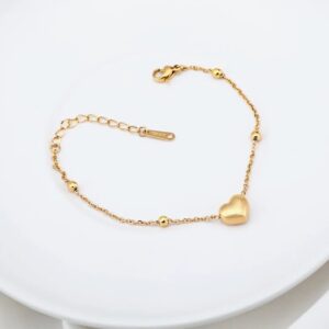 Minimal Heart Shaped Gold Plated Bracelet / Anklet