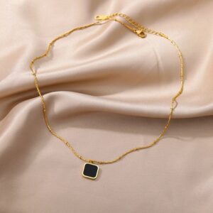 Black and Gold Thin Chained Necklace