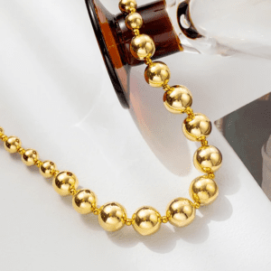 Bold Large Beads Gold Plated Necklace